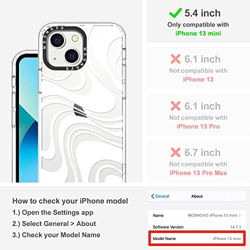 MOSNOVO תואם למארז iPhone 13, Swirl White [Buffertech Impact] Shockent Shockent Shockentive TPU פגוש טלפון ברור כיסוי מיועד לאייפון 13